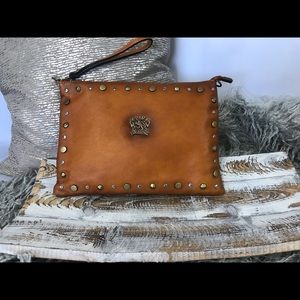 Pratesi Firenze Italian Leather Studded Clutch NWT